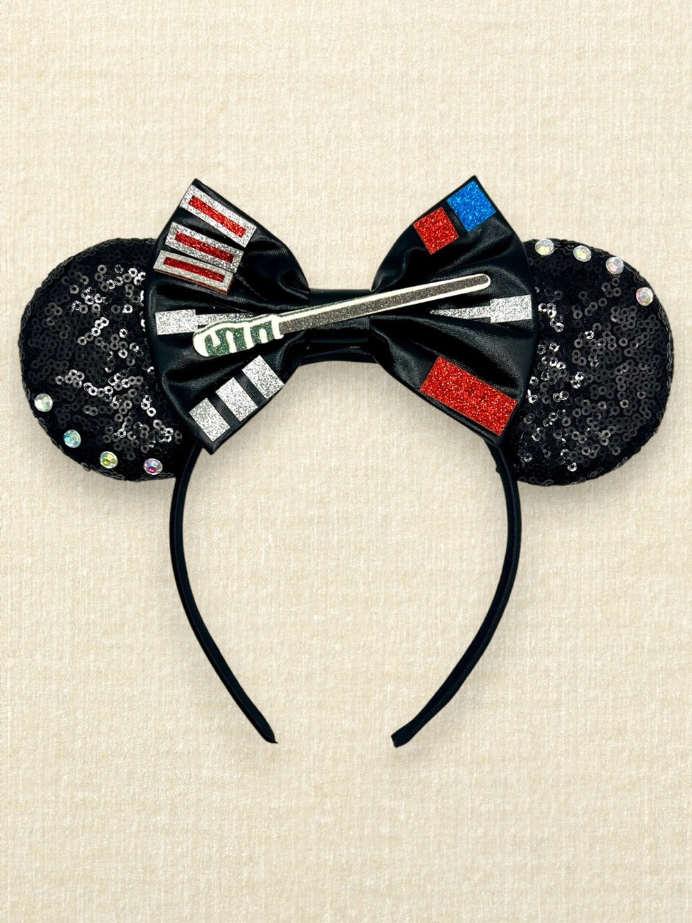 Black Sequin Darth Vader Minnie Ears | Disney-Inspired Star Wars Mouse Ears
